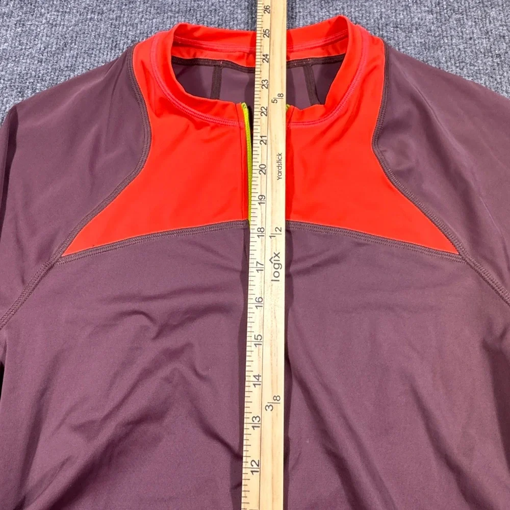 Prana Womens Colorblock Quarter Zip Long Sleeve Active Top Plum Orange Size‎ M